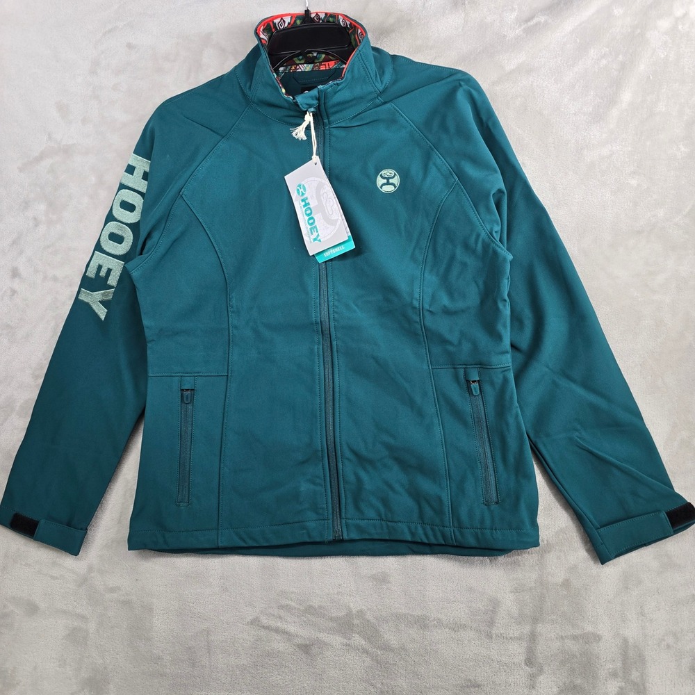 HOOEY Western Ladies medium Teal Softshell Jacket Zip Aztec‎ Lining Style New